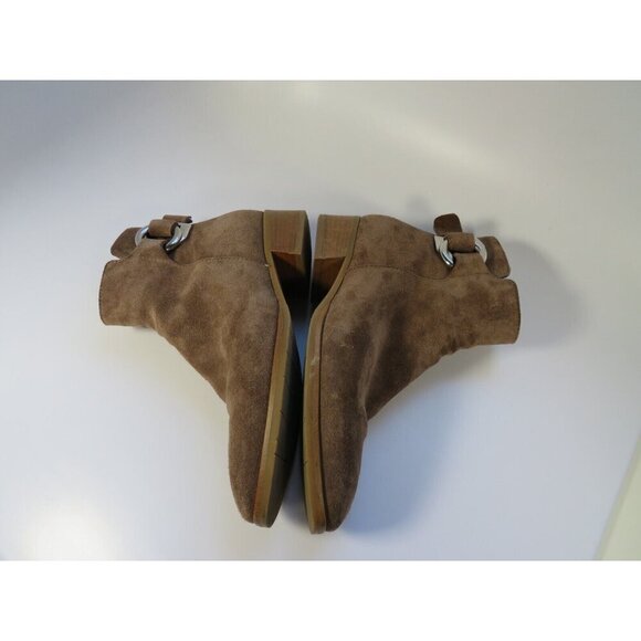 Aquatalia Brown Suede Buckle Boots Zip Ankle Boho Western Booties Women's 5M - Picture 12 of 13